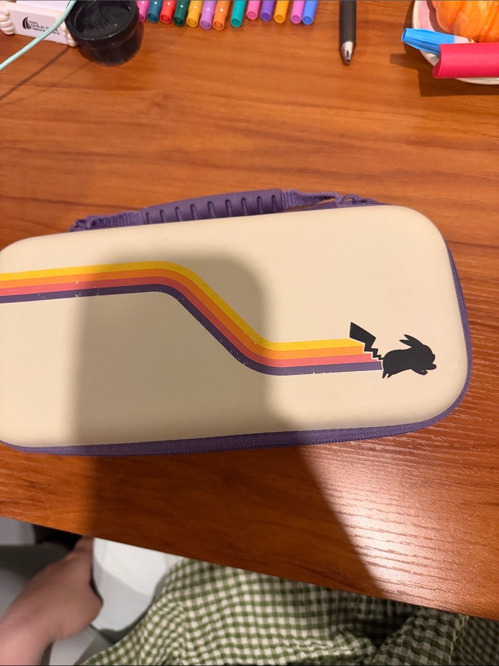 Retro Rainbow Pikachu Hard Case - Cream & Purple Nintendo switch lite